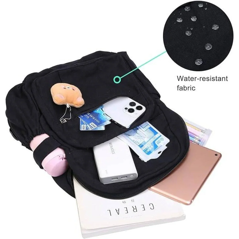Phaoullzon Cute Green Backpack Purse for Kids Girls Canvas Bag With Pendant